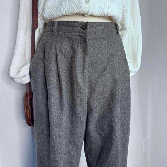 Vintage Wool Pants Tourers Gray Pleated Fully Lined Pockets Dark Academia - Picture 1 of 11